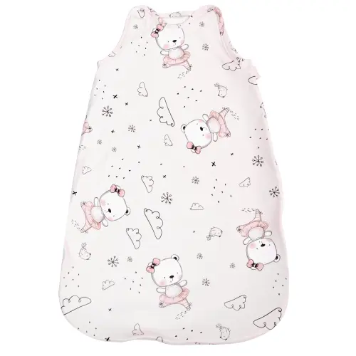 Sac de dormit de vara Lorelli Pink Ballerina Bear, 95 cm, bumbac ranforce
