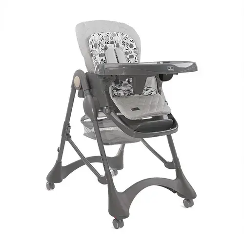 Scaun de masa Bellissimo, reglabil multiple pozitii, 4 Roti Pivotante Duble, Prindere in 5 puncte, Separator pentru picioare, cu 2 Tavite detasabile, Cool Grey
