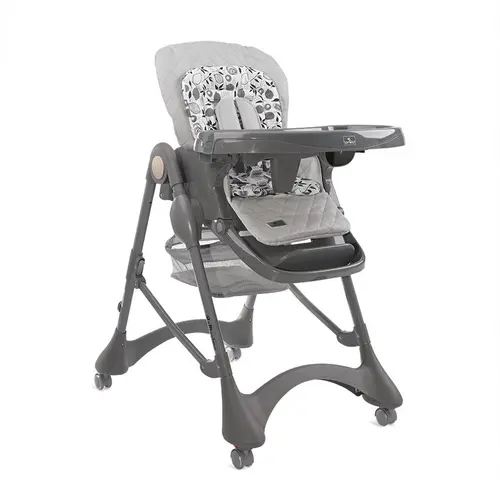 Scaun de masa Bellissimo, reglabil multiple pozitii, 4 Roti Pivotante Duble, Prindere in 5 puncte, Separator pentru picioare, cu 2 Tavite detasabile, Cool Grey