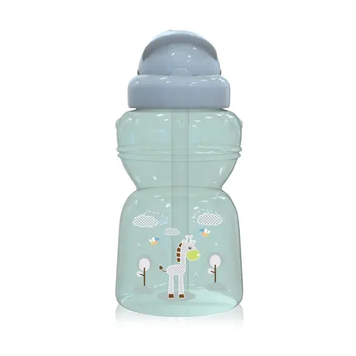 Biberon sport mini Animals Lorelli, cu pai moale si flexibil, 6 luni+, 200 ml, Mint Green