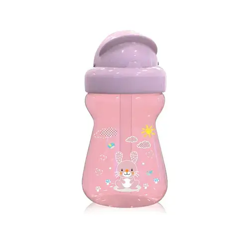 Biberon sport Animals Lorelli, cu pai moale si flexibil, 6 luni+, 325 ml, Blush Pink