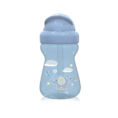 Biberon sport Animals Lorelli, cu pai moale si flexibil, 6 luni+, 325 ml, Moonlight Blue