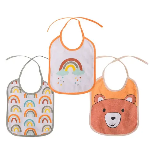 Set 3 bavete bumbac si peva Lorelli, 23 X 20 cm, inchidere cu snur, Unisex