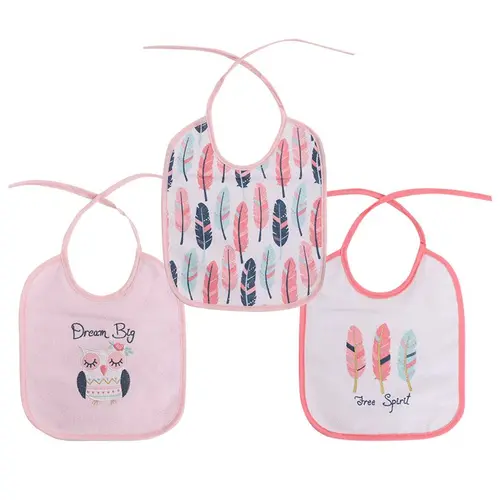 Set 3 bavete bumbac si peva Lorelli, 23 X 20 cm, inchidere cu snur