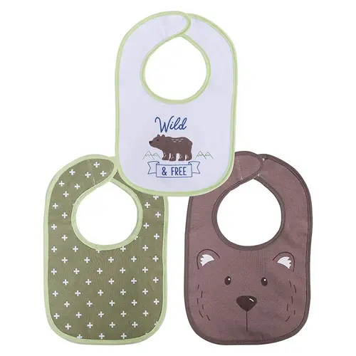 Set 3 bavete bumbac si peva Lorelli, 30 x 19 cm, inchidere cu banda velcro, Unisex