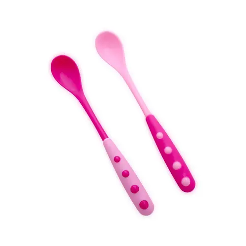 Set 2 lingurite cu manere lungi, Lorelli, 6 luni+, Pink