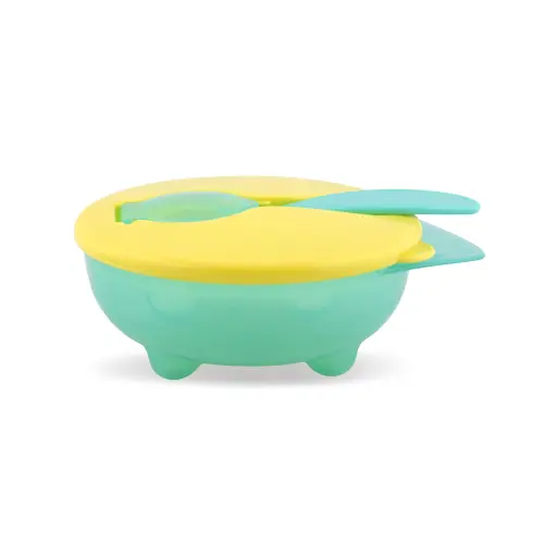 Set castron cu capac ermetic si lingurita, 5x12 cm, fara BPA, Green