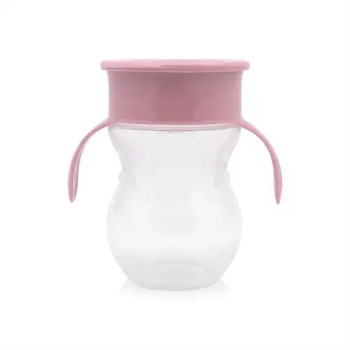 Cana de tranzitie anti-varsare, Lorelli, sistem de baut din orice pozitie 360 grade, 12 luni+, forma ergonomica, capac protectie, 270 ml, Pink