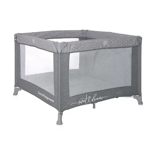 Tarc de joaca Sunny Playground, 0-36 luni, maxim 15 kg, pliabil, mecanism siguranta, saltea 2 cm si sezut intarit, Cool Grey Star