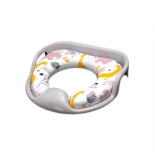 Reductor moale pentru toaleta Lorelli, cu manere, model universal, confortabil, impermeabil, protectie impotriva stropirii, Grey Animals