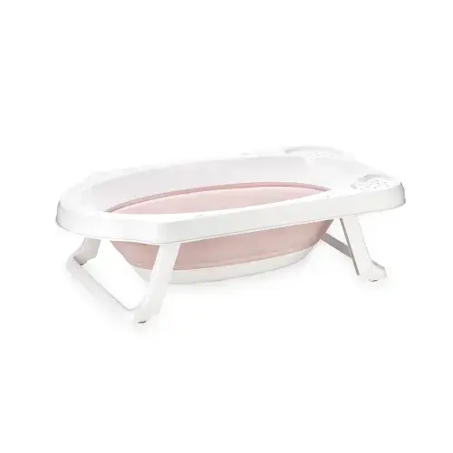 Cadita pliabila pentru bebelusi Lorelli, 82 cm, cu dop de scurgere, Nordic Pink