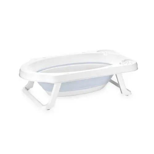 Cadita pliabila pentru bebelusi Lorelli, 82 cm, cu dop de scurgere, Nordic Blue