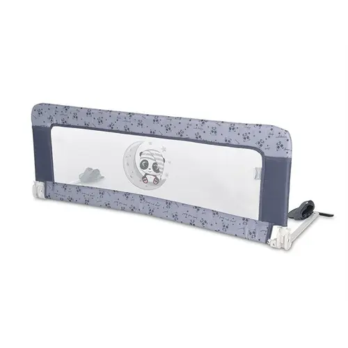 Bariera protectie pat Lorelli Safety Night, reglabila, husa detasabila, cadru metalic invelit in material moale, 118 x 44 cm, Cool Grey Pandas
