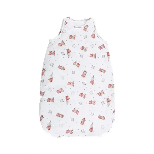 Sac de dormit de iarna, 95 cm, 18-24 luni, bumbac ranforce, captusit, cu umplutura din poliester, Bears & Pillows White