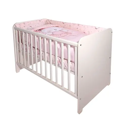 Set lenjerie patut 60 x 120 cm, Lorelli Smile, 10 piese, bumbac ranforce, Pink Ballerina Bear