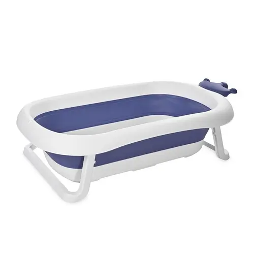 Cadita pliabila pentru bebelusi Lorelli Royal Blue, 83 cm, 0-12 luni, cu dop de scurgere, indicator de umplere, margini rotunjite