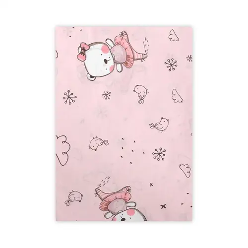 Cearceaf bumbac ranforce Lorelli Pink Ballerina Bear, 100 x 150 cm