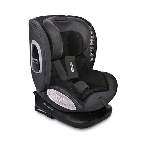 Scaun auto pentru copii Lorelli Phoenix  Black Jasper, i-Size, Isofix, rotativ 360 grade, 0 luni-12 ani, 40-150 cm, pozitie de somn, protectie laterala in caz de impact, avertizare sonora cand centurile scaunului auto sunt decuplate
