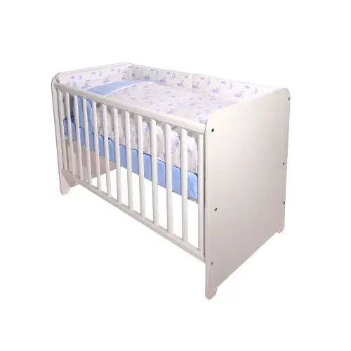 Set lenjerie pat 60 x 120 cm Lorelli Smile Blue Moons & Stars, 10 piese, bumbac ranforce