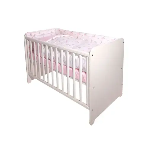 Set lenjerie pat 60 x 120 cm Lorelli Smile Pink Moons & Stars, 10 piese, bumbac ranforce