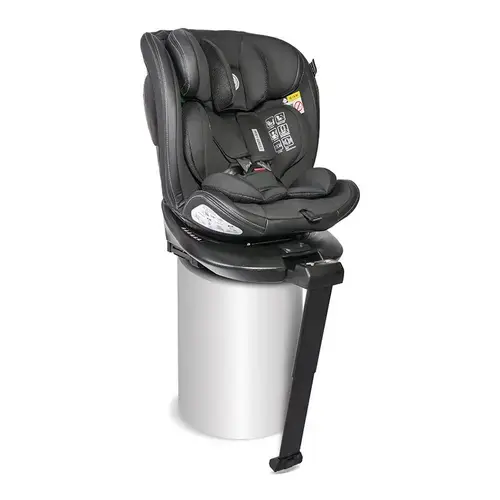 Scaun auto pentru copii Lorelli Estate, Isofix, 0 Luni-12 Ani, 40-150 cm, picior de sprijin telescopic, I-size, certificat R129, reglabil, pozitie somn, baza rotativa 360 grade, sistem de protectie impact lateral, Negru