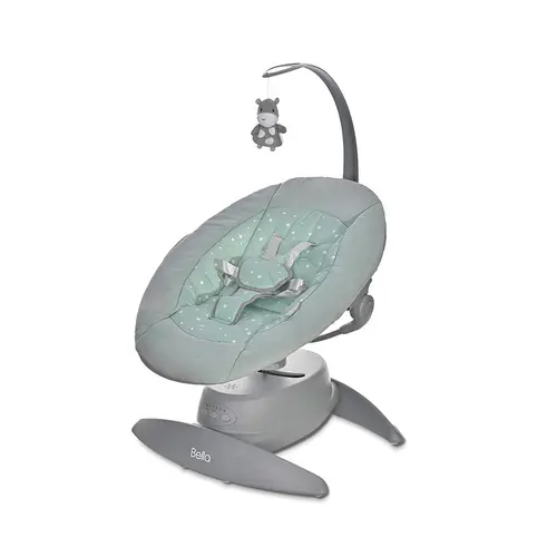 Leagan electric Lorelli Bella Frosty Green Stars, rotativ, panel muzical, greutate maxima suportata 9 Kg, Verde