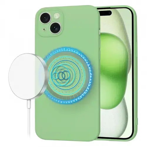 Husa MagSafe pentru Apple iPhone 15 Plus, Techsuit, SoftFlex, Verde Deschis