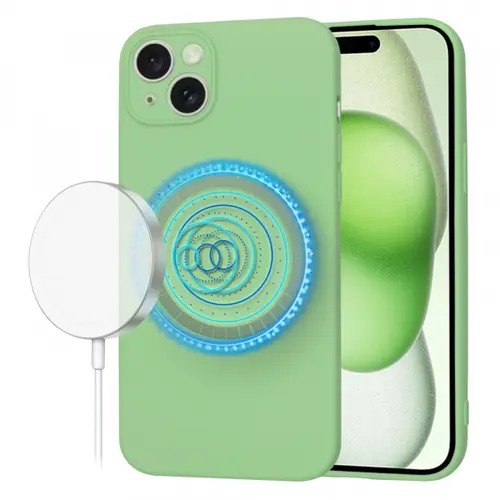 Husa MagSafe pentru Apple iPhone 15 Plus, Techsuit, SoftFlex, Verde Deschis