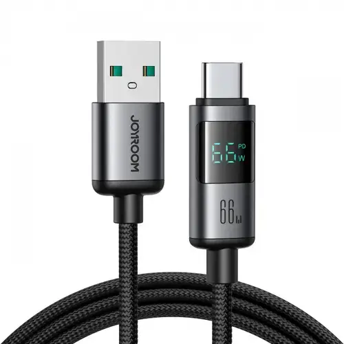 Cablu Date si Incarcare USB-A - USB-C Joyroom S-A16 Pro Prism Display, 66W, 1.2m, Negru
