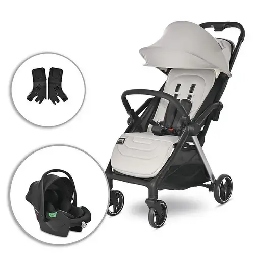 Set  Carucior 2 in 1  Lorelli Loret, 0 luni - 4 ani, pana la 22 kg, pliere cu o singura mana, spatar reglabil in 4 pozitii, suport picioare reglabil, suspensii, cosulet auto I-size 0 - 15 luni, 40 - 87 cm, Gri