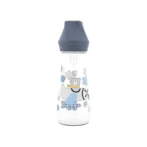 Biberon cu tetina moale din silicon Lorelli My Friend Cameo Blue, 0 luni+, 250 ml