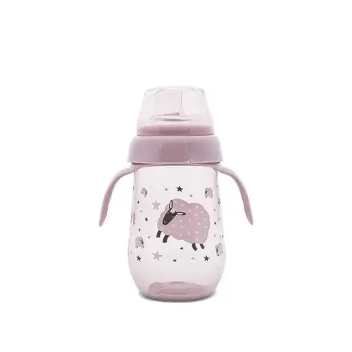 Biberon anticurgere cu toarte si gat larg Lorelli My Friend Mellow Rose, 6 luni+, 250 ml