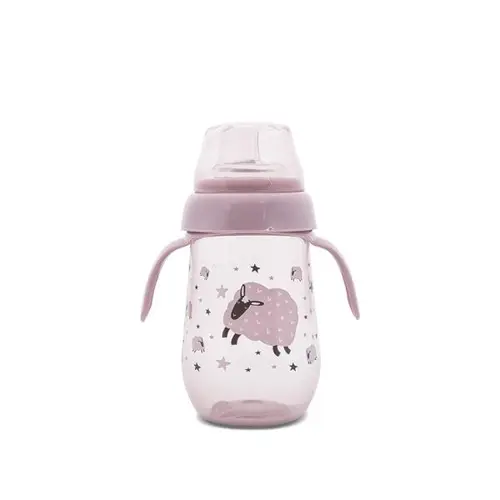 Biberon anticurgere cu toarte si gat larg Lorelli My Friend Mellow Rose, 6 luni+, 250 ml