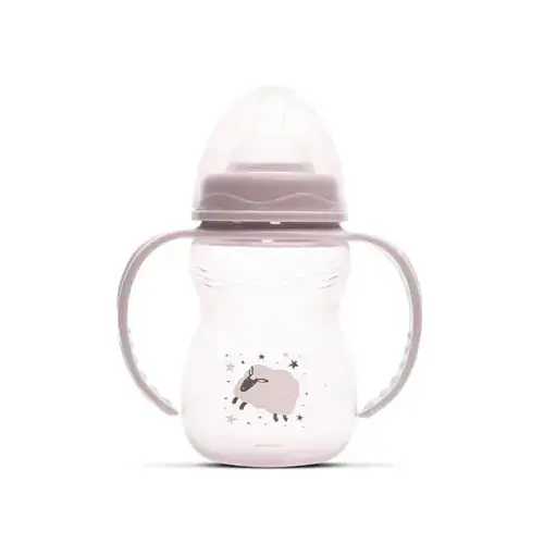Biberon cu manere Lorelli  My Friend Mellow Rose, tetina moale din silicon, 0 luni+, 250 ml