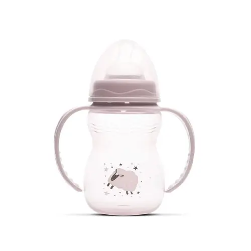 Biberon cu manere Lorelli  My Friend Mellow Rose, tetina moale din silicon, 0 luni+, 250 ml