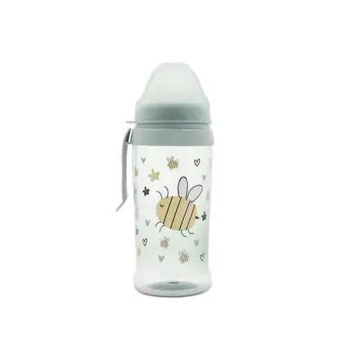 Biberon anticurgere Lorelli My Friend, Iceberg Green, cu clips si tetina lata, protejeaza gingiile, 6 luni+, 360 ml