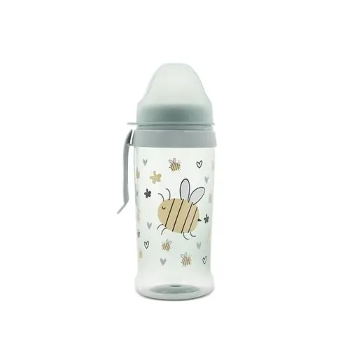 Biberon anticurgere Lorelli My Friend, Iceberg Green, cu clips si tetina lata, protejeaza gingiile, 6 luni+, 360 ml