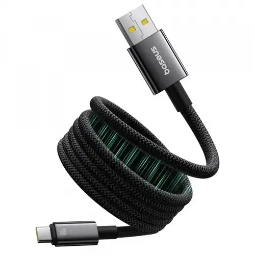Cablu Date si Incarcare USB-A - USB-C Baseus Tungsten Gold P10319805111-02, 100W, 1m, Negru