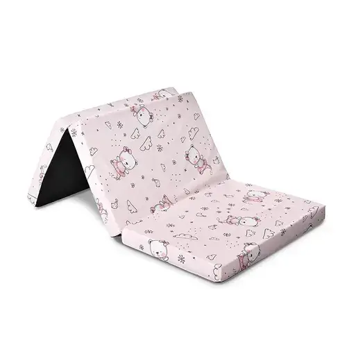 Saltea pliabila de voiaj Lorelli Pink Ballerina Bear, 60 x 120 x 5 cm, spuma elastica