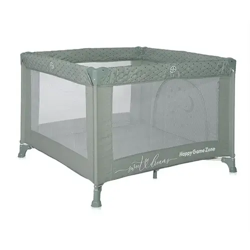 Tarc de Joaca Lorelli Happy Game Zone, 100 x 100 x 74 cm, 0 luni - 3 ani, maxim 15 Kg, mecanism dublu de siguranta, Verde