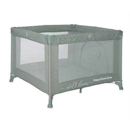 Tarc de Joaca Lorelli Happy Game Zone, 100 x 100 x 74 cm, 0 luni - 3 ani, maxim 15 Kg, mecanism dublu de siguranta, Verde