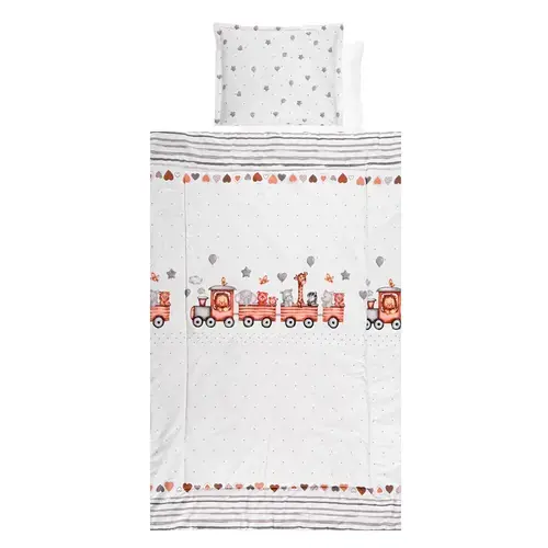 Set Lenjerie Pat Lorelli Train Grey, 4 piese, Bumbac Ranforce,  70 x 140 cm