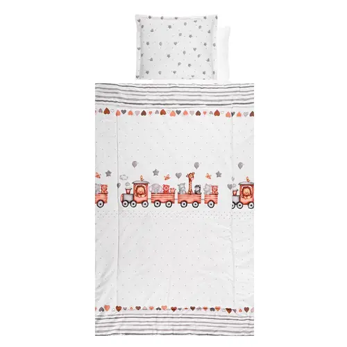 Set Lenjerie Pat Lorelli Train Grey, 4 piese, Bumbac Ranforce,  70 x 140 cm