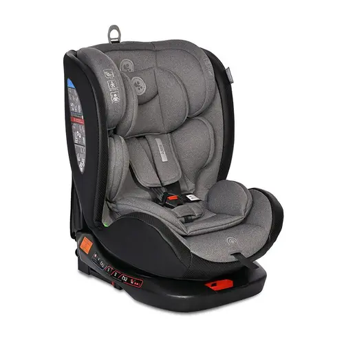 Scaun auto pentru copii Lorelli Ares, Isofix, i-Size, rotativ 360 grade, 40-150 cm, 0 luni-12 ani, Gri