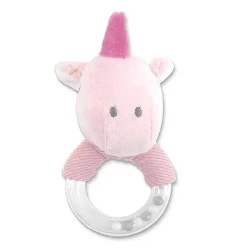 Jucarie de plus Lorelli inel Unicorn, 11 cm, zornaitoare, 0 luni+