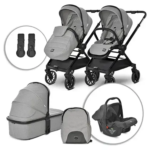 Carucior 3 in 1 Lorelli Reya, maner reversibil, pana la 22 kg, Gri