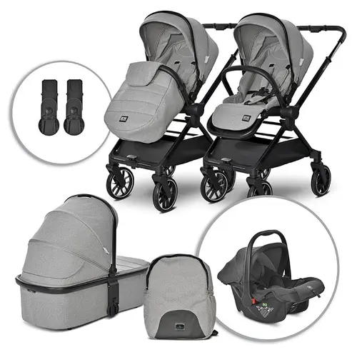 Carucior 3 in 1 Lorelli Reya, maner reversibil, pana la 22 kg, Gri