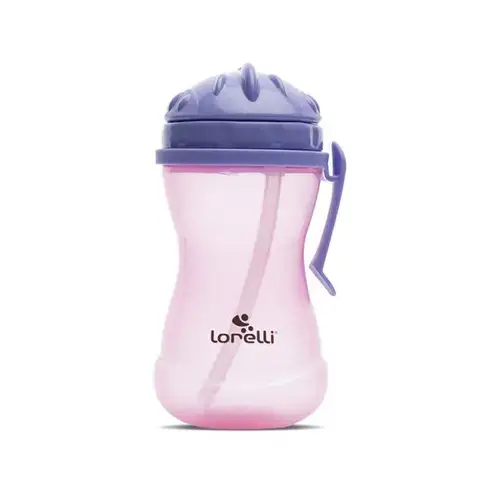 Biberon sport cu clips lateral Lorelli Purple Pink, cu pai moale si flexibil, capac de protectie rotativ, 360 ml