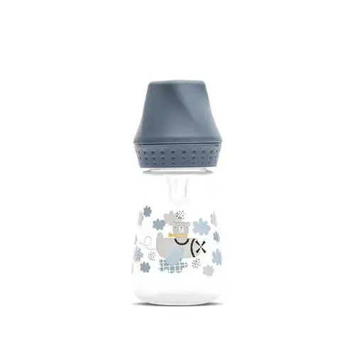 Biberon Lorelli My Friend Cameo Blue, tetina moale din silicon, 0 luni+, 125 ml