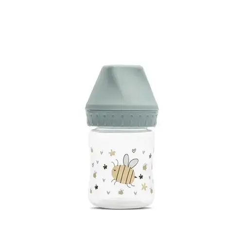 Biberon cu gat larg Lorelli My Friend Iceberg Green, tetina moale din silicon, 0 luni+, 125 ml